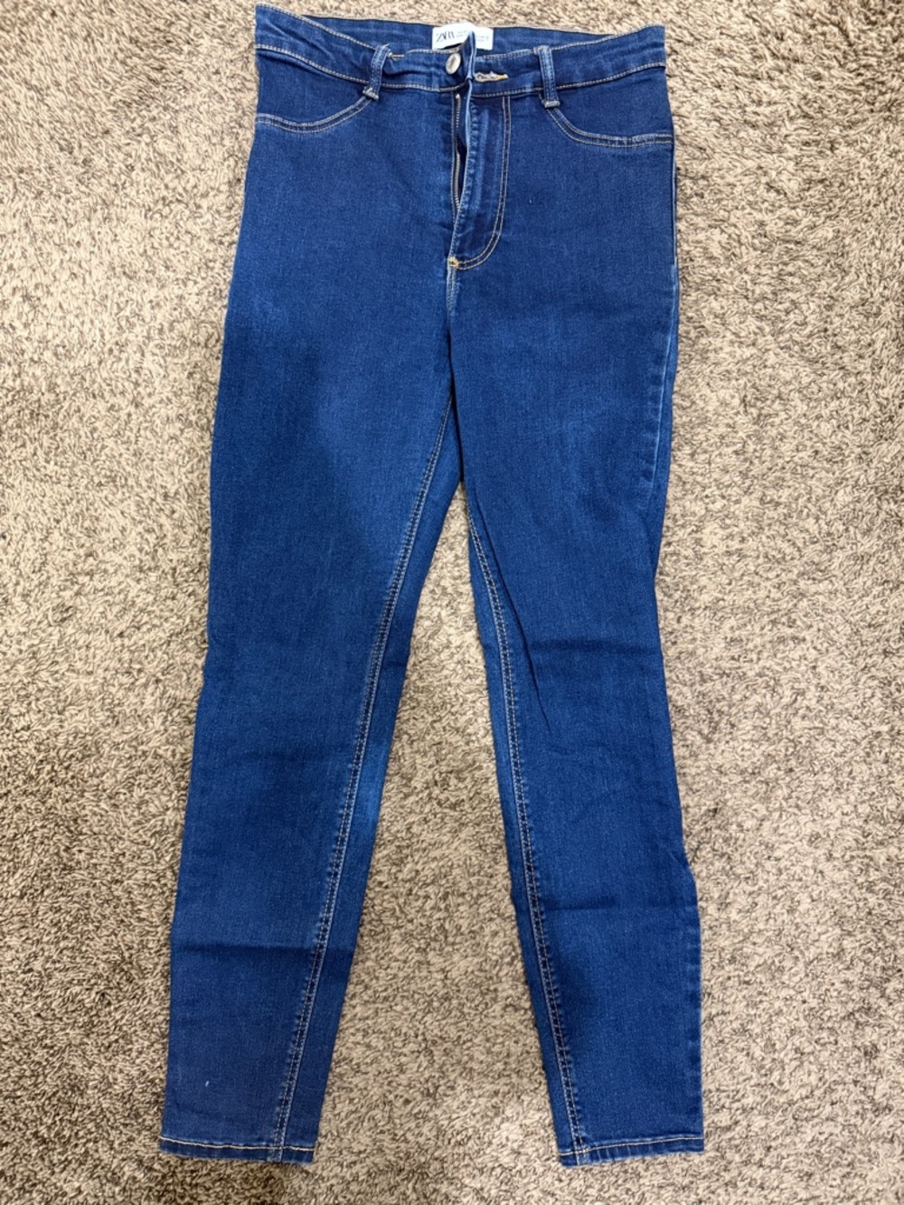 Zara Blue Skinny High-Rise Jeans